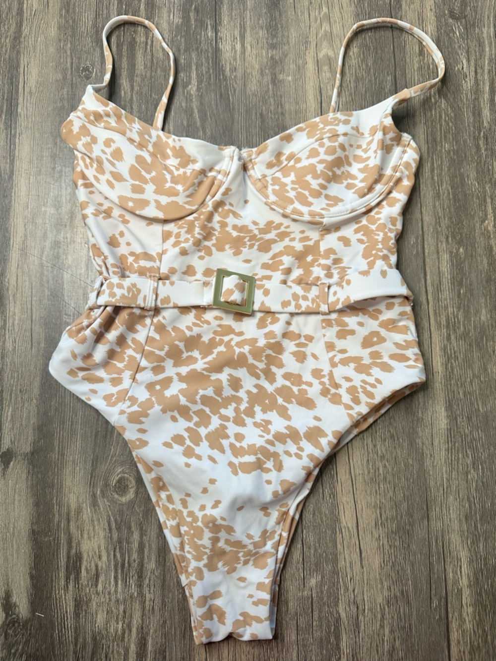 Buddy Love One Piece Swimsuit Cowhide Print Belted Size Small